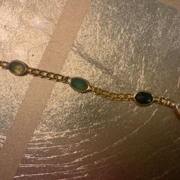 18KT Y/G Amethyst, Garnet, Citrine, Peridot and Blue Topaz 20" Chain - Picture 5 of 6